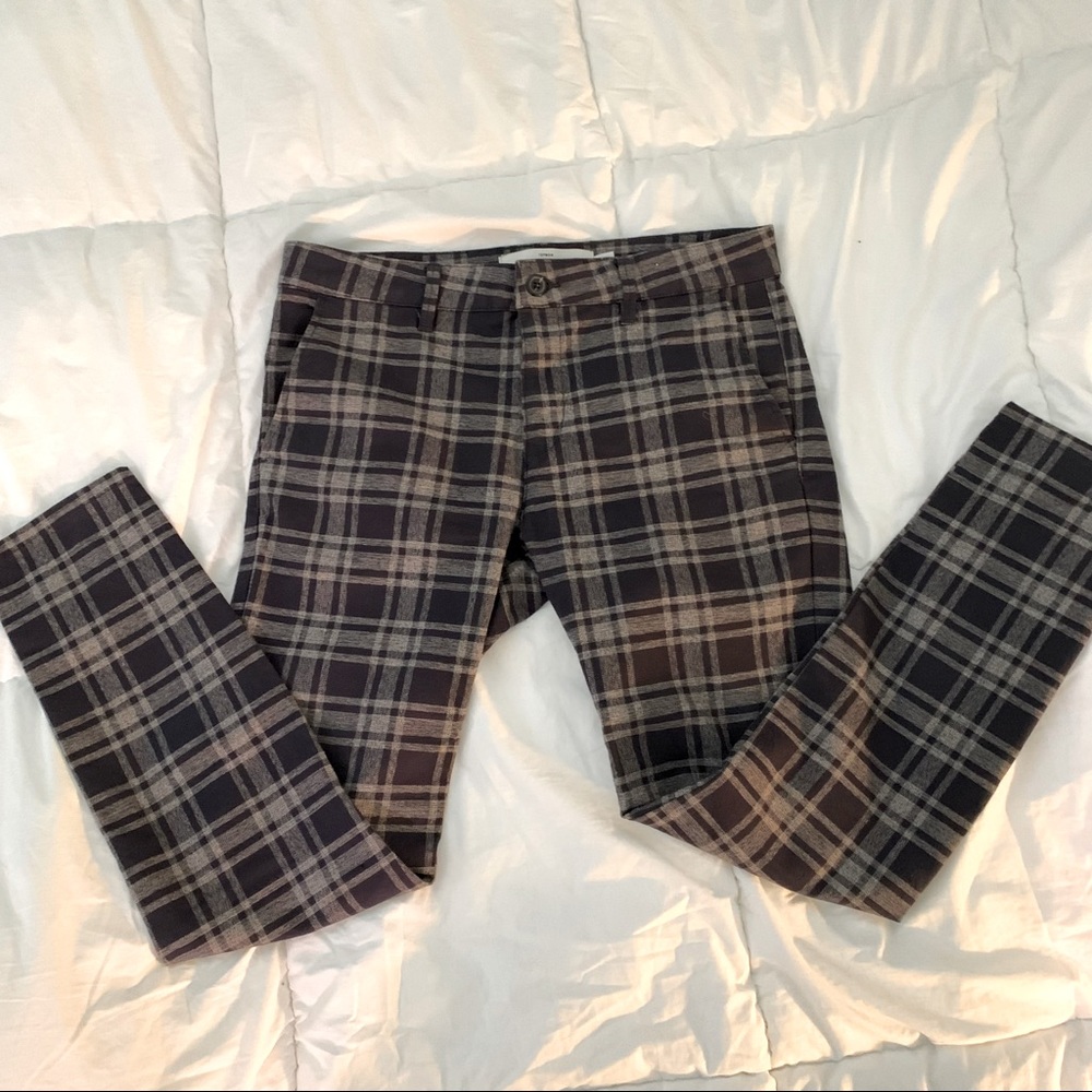 Topman stretch skinny plaid pants